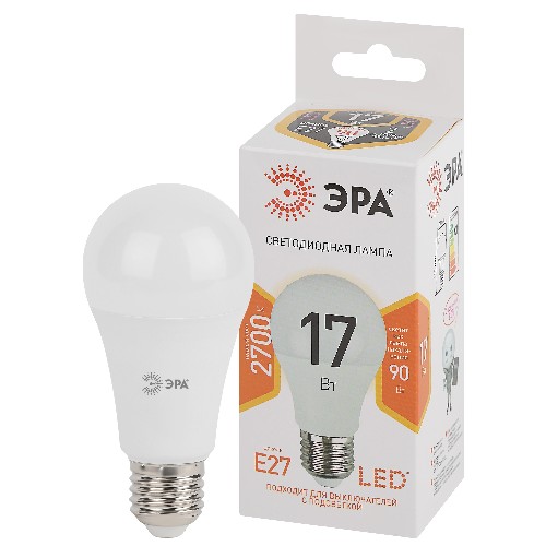 картинка Лампочка светодиодная ЭРА STD LED A60-17W-827-E27 17Вт груша теплый белый свет от магазина АСЯ