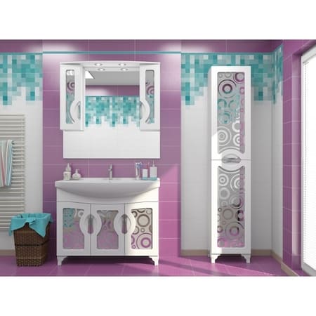 картинка Пенал Каприз Зеркальный, белый для ванной комнаты от магазина АСЯ