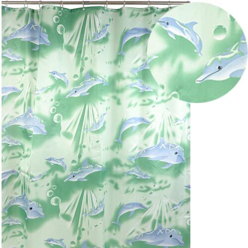 картинка Штора для ванной комнаты Аквалиния Дельфины, 180×180 см, полиэстер, арт. 020А-06 от магазина АСЯ