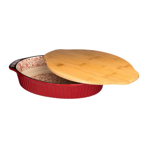 картинка Блюдо для запекания 31х20,5х6,5см с деревянной крышкой-доской, красный, 777-049 от магазина АСЯ