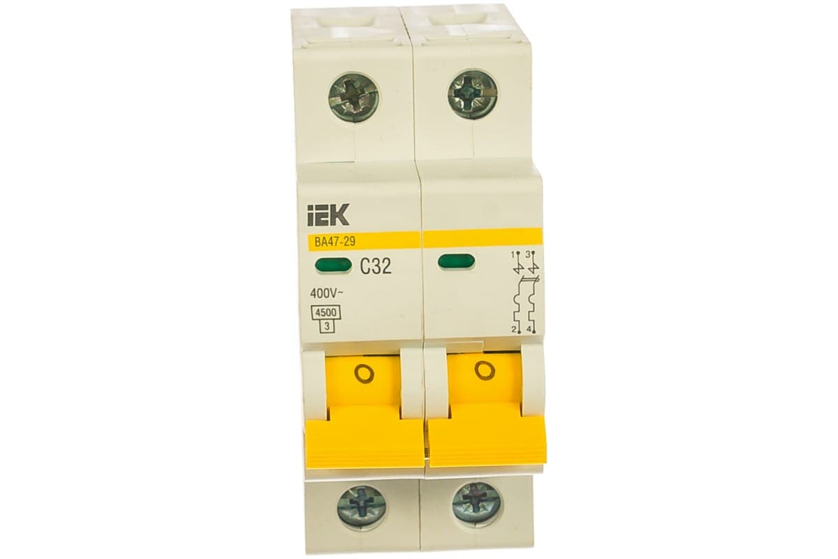 картинка Автоматический 2-полюсный выключатель, IEK ВА47-29 16А, тип расцепления С, 4.5кА от магазина АСЯ
