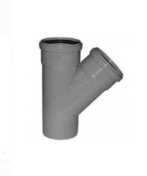 картинка Тройник канализационный ПП Ду 50х50х50 мм 45°  с кольцом серый от магазина АСЯ
