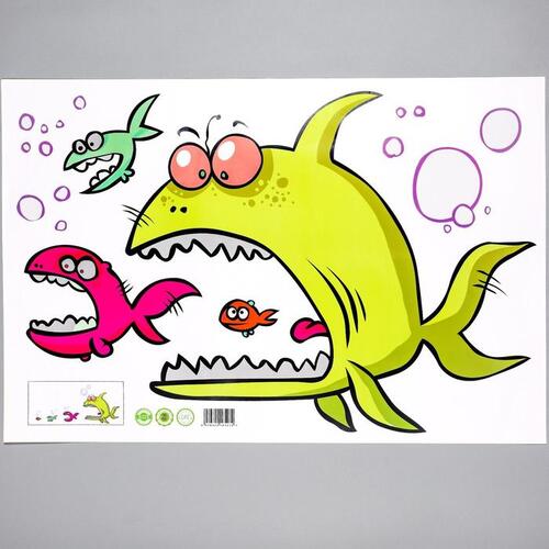 картинка Наклейка пластик интерьерная цветная "Пищевая цепь - рыбки" 40х60 см, 6770083 от магазина АСЯ