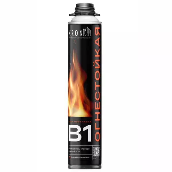 картинка Пена монтажная KRONbuild B1 профессиональная огнестойкая от +5° до +25°С 850 мл (FPFB1) от магазина АСЯ