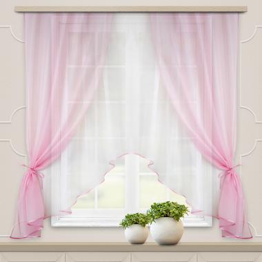 картинка Комплект штор для кухни Шарм 285х160 см розово-белый от магазина АСЯ