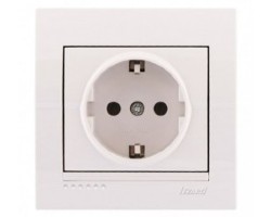 картинка Розетка 1-м DERIY с заземлением керамика белый Lezard 702-0202-122 от магазина АСЯ