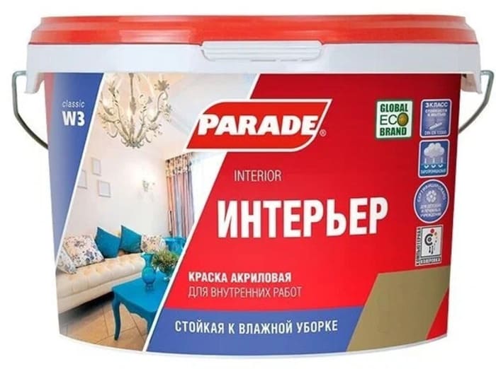 картинка Краска акриловая PARADE W3 Интерьер база А, 9 л от магазина АСЯ