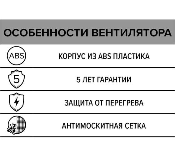 картинка Вентилятор вытяжной c антимоскитной сеткой и обратным клапаном ERA D 125 E 125 S C от магазина АСЯ