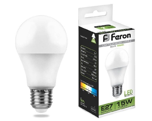 картинка Лампа светодиодная Feron LB-94 E27, A60, 15Вт, 4000 К 25629 от магазина АСЯ