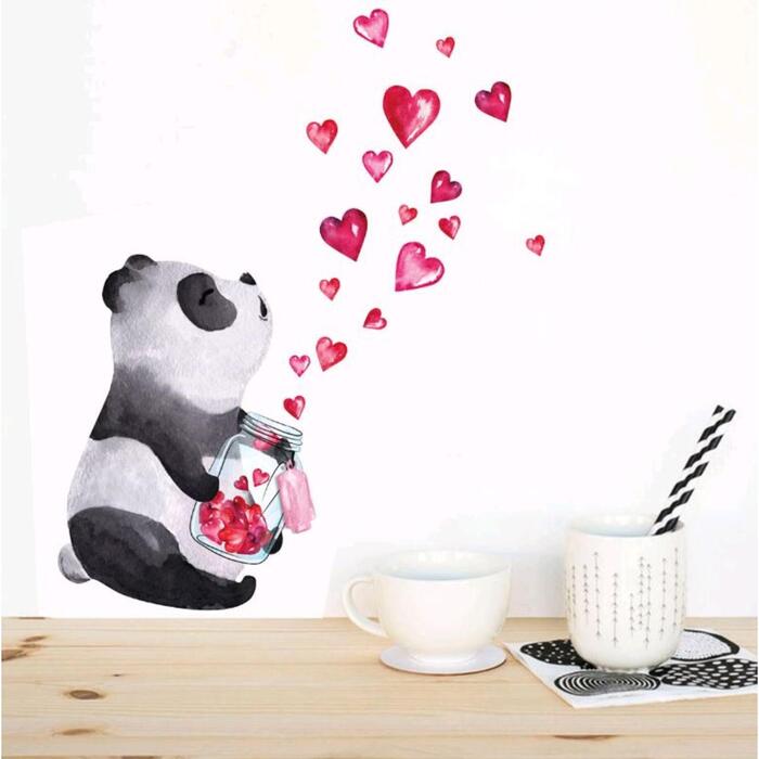 картинка Наклейка пластик интерьерная "Панда с сердечками" 30х30 см, 5139596 от магазина АСЯ