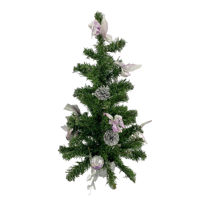 картинка Ёлка новогодняя (искусственная) 60 см зеленая, розовые украшения от магазина АСЯ