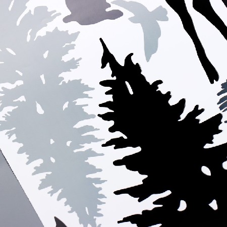 картинка Наклейка интерьерная "Сосновый лес и олень" 46х128 см серый 7313666 от магазина АСЯ