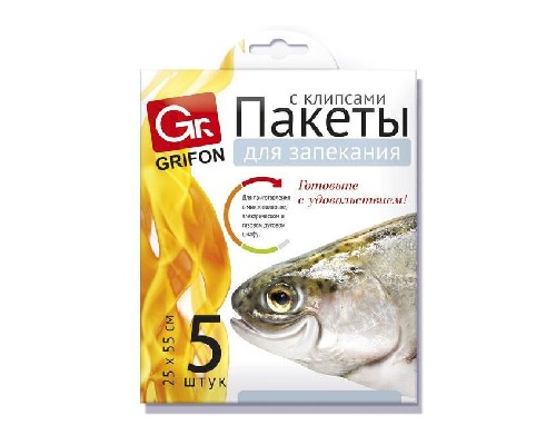 картинка Пакет для запекания рыбы 25 × 55 см с клипсами 5 шт Crifon от магазина АСЯ