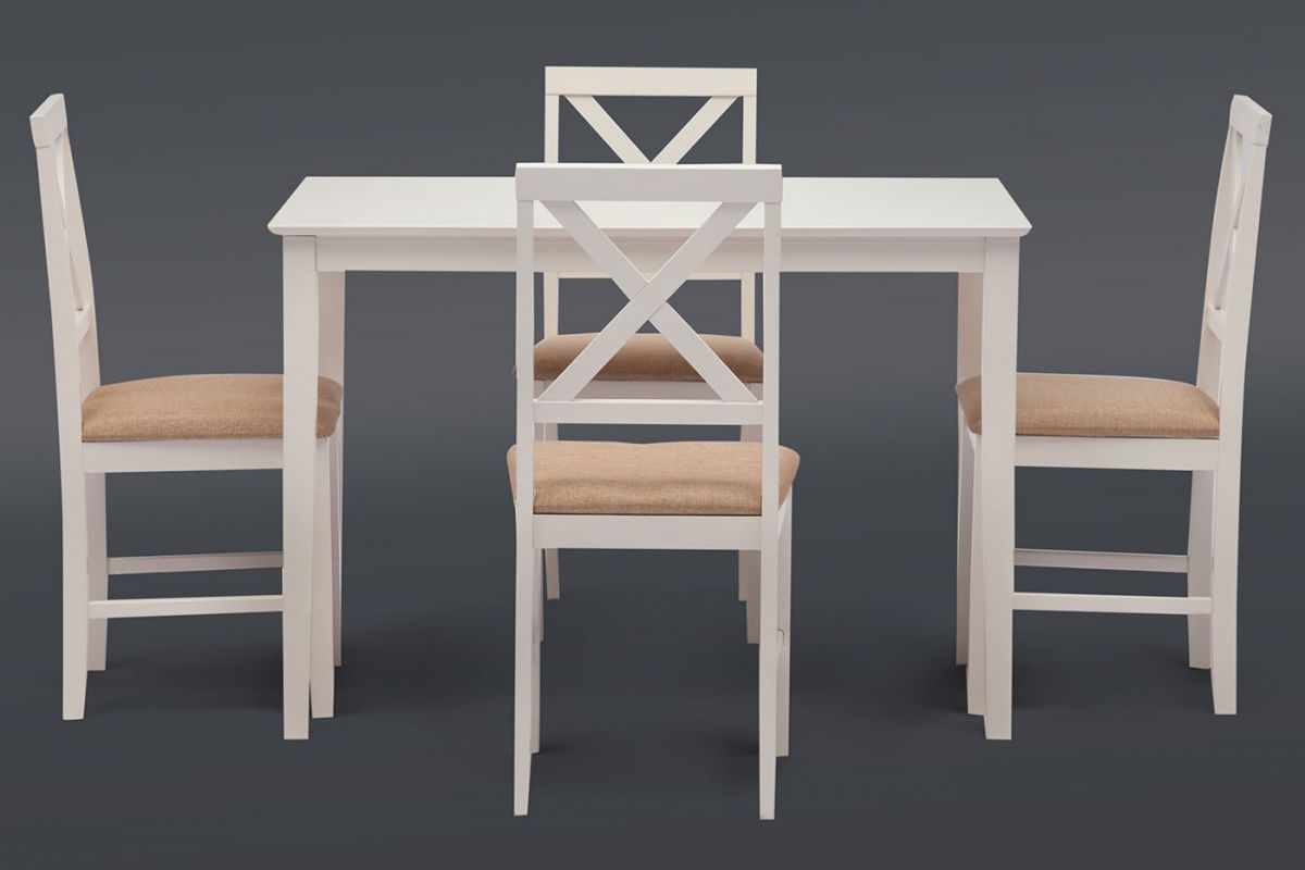 картинка Обеденный комплект белый Хадсон (стол + 4 стула) Pure white белый от магазина АСЯ