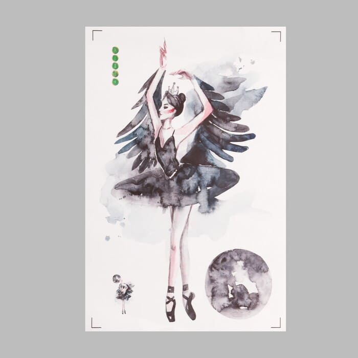 картинка Наклейка пластик интерьерная цветная "Балерина - черный лебедь" 30х45 см от магазина АСЯ