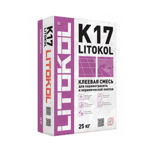картинка Клей для плитки и керамогранита LITOКOL K17 (класс С1) 25 кг от магазина АСЯ