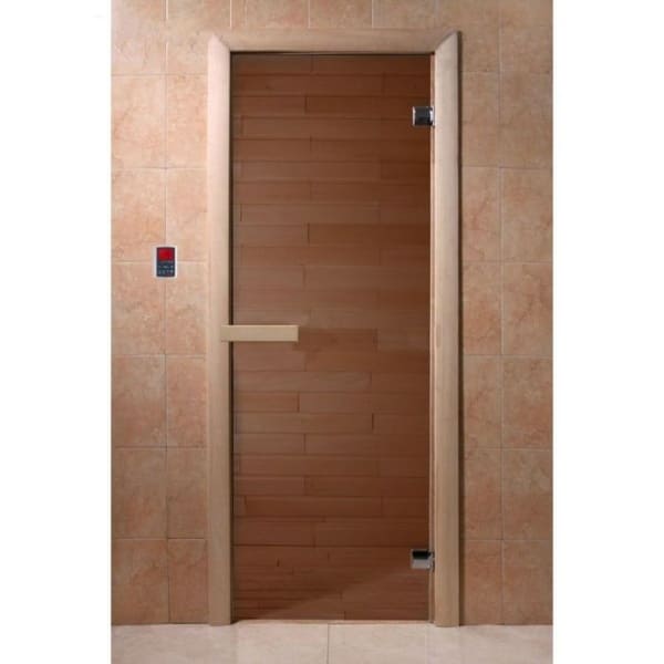 картинка Дверь для бани и сауны стеклянная "Бронза", размер коробки 190х67, 6мм, арт. 2134004 от магазина АСЯ
