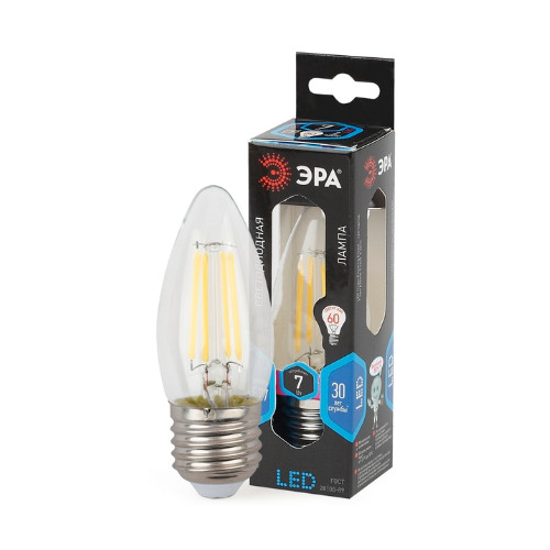 картинка Лампа светодиодная ЭРА F-LED B35-7W-840-E27 Е27 / Е27 7Вт филамент свеча нейтральный белый свет от магазина АСЯ