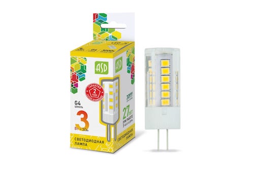 картинка Лампа светодиодная АСД LED JCD-3w-12В-G4 3000К от магазина АСЯ