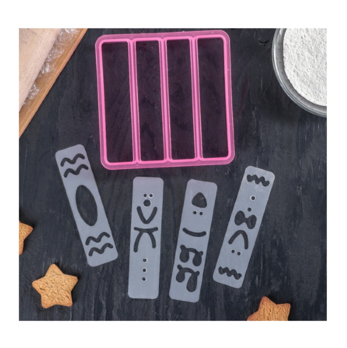 картинка Форма для вырезания печенья «Сладкие палочки», 4 трафарета, 12,5×12,5×2,2 см, 4021329 от магазина АСЯ