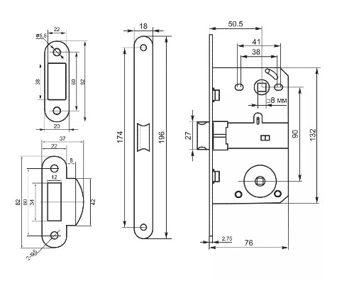 картинка Защелка межкомнатная под фиксатор Palladium 390 SB от магазина АСЯ