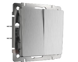 картинка Выключатель Werkel двухклавишный серебряный рифленый WL09-SW-2G от магазина АСЯ