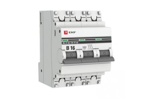 картинка Автоматический выключатель EKF 3P 16А В 4,5kA ВА 47-63 от магазина АСЯ