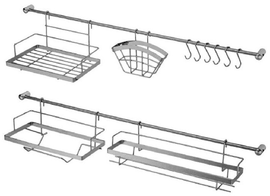 картинка Рейлинговая система для кухни Доляна: базовый набор, 16 предметов от магазина АСЯ