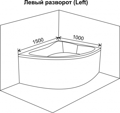 картинка Ванна акриловая GF-2006 Right 1500x1000x550 мм от магазина АСЯ