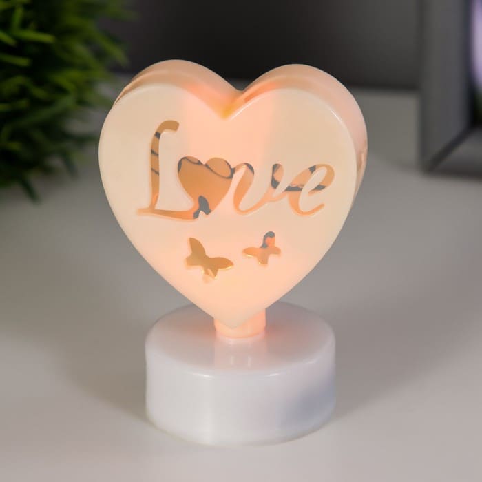 картинка Светильник-ночник "Сердце" LED от батареек CR2032 МИКС 7х5х3,5 см от магазина АСЯ