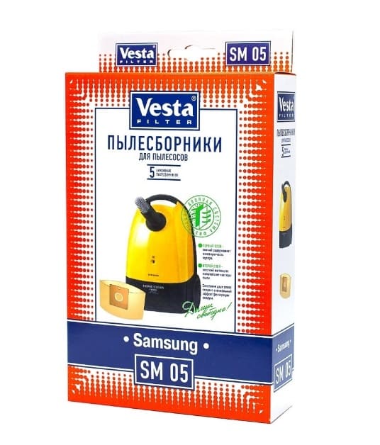 картинка Мешки-пылесборники бумажные Vesta Filter SM 05 для пылесосов SAMSUNG, 5 шт от магазина АСЯ