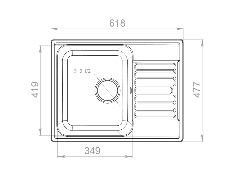 картинка Кухонная мойка GranFestQuarz GF-Z13 620х480 мм, цвет серый от магазина АСЯ