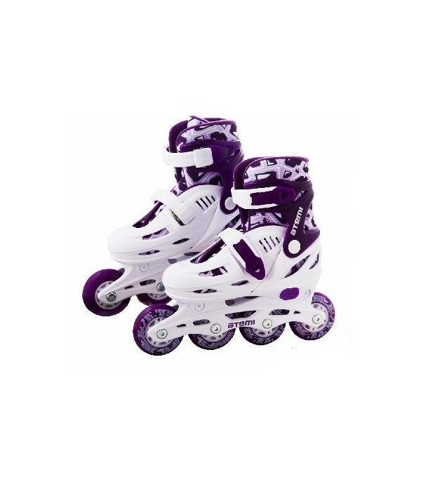 картинка Роликовые коньки раздвижные ATEMI AJIS-1604, размер 27-30, цвет белый/фиолетовый от магазина АСЯ