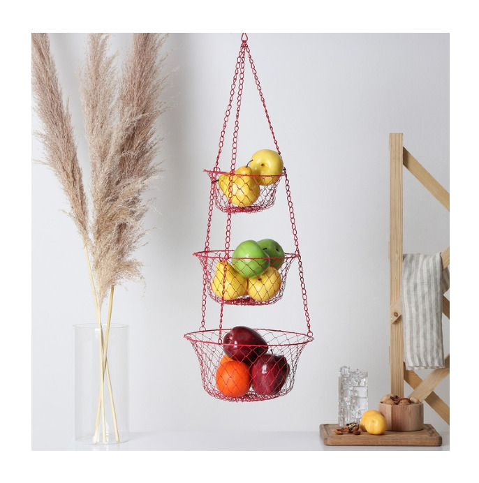 картинка Ваза для фруктов подвесная «Сады Семирамиды», металл, 3 яруса, цвет МИКС, 7598156 от магазина АСЯ