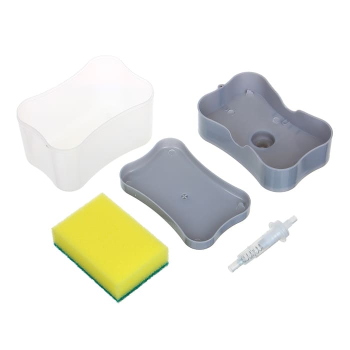 картинка Дозатор для моющего средства с губкой, пластик, 14x10,5x9см, Vetta, 441-196 от магазина АСЯ