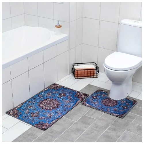картинка Набор ковриков  2 шт,  для ванной и туалета 50×78, 40×50 см  Доляна «Узочи», 5139246 от магазина АСЯ