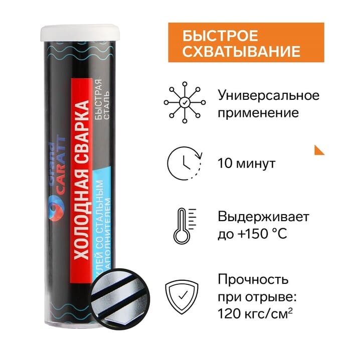 картинка Клей - холодная сварка Grand Caratt, Быстрая Сталь, 58 гр, 4262423 от магазина АСЯ