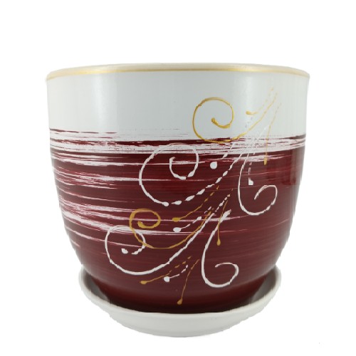 картинка Горшок для цветов 2,5л Тюльпан-Вьюнок красный керамика от магазина АСЯ