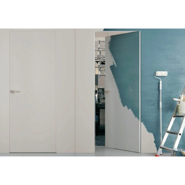картинка Дверь межкомнатная 600х2000 Инвизибл Al Прайм Алюминий левая + коробка (скрытый монтаж) от магазина АСЯ