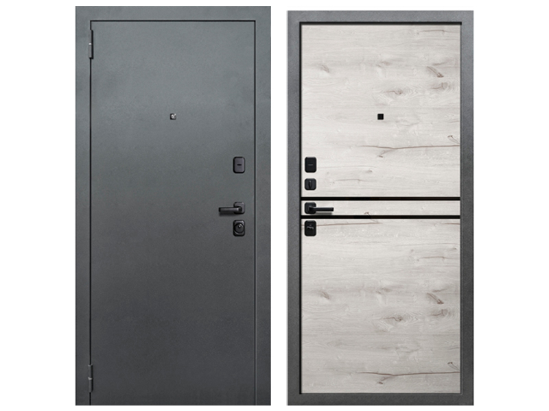 картинка Дверь входная Диамонд, левая, 860 мм Букле тёмный/ Дуб арктик от магазина АСЯ