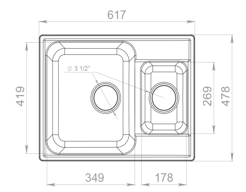 картинка Кухонная мойка GranFestQuarz GF-Z09 620х480мм, цвет белый от магазина АСЯ