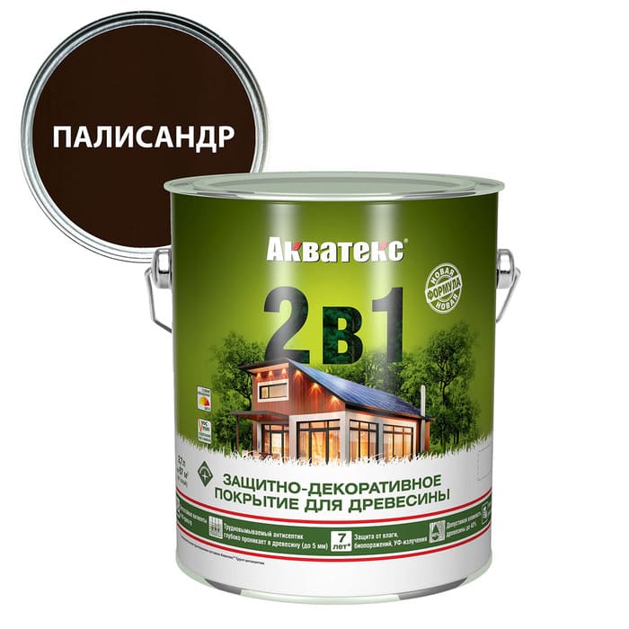 картинка АКВАТЕКС 2 в 1 защит.-декор. покрытие для дерева, алкидное, полумат, лессирующее, палисандр (2,7л) от магазина АСЯ