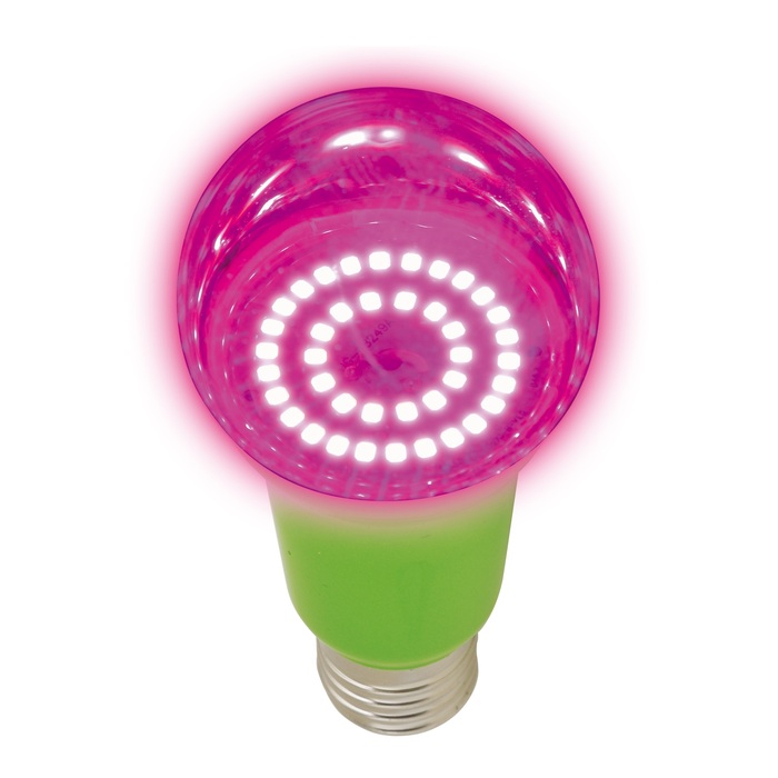картинка Лампа светодиодная для растений LED-A60-15W-SPSB-E27-CL PLP30GR форма A. прозрачная, спектр для рассады и цветения от магазина АСЯ