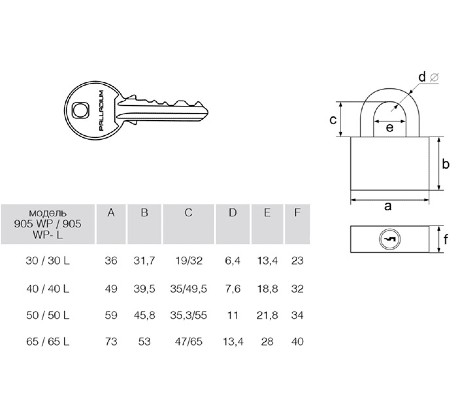 картинка Замок навесной Palladium(Палладиум) 905WP-40L от магазина АСЯ