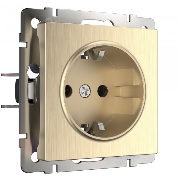 картинка Розетка Werkel с заземлением шампань рифленый WL10-SKG-01-IP20, W1171010 от магазина АСЯ