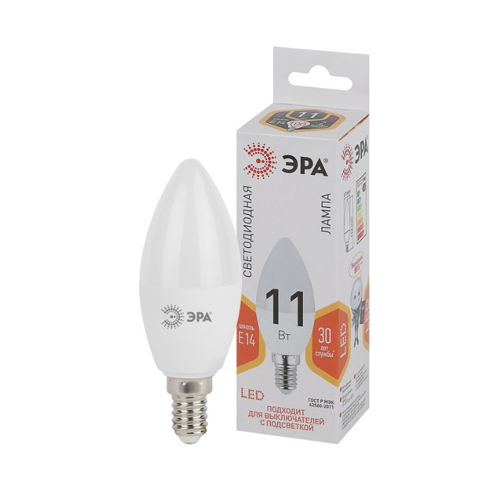 картинка Лампа светодиодная ЭРА STD LED B35-11W-827-E14 E14 свеча 2700К от магазина АСЯ