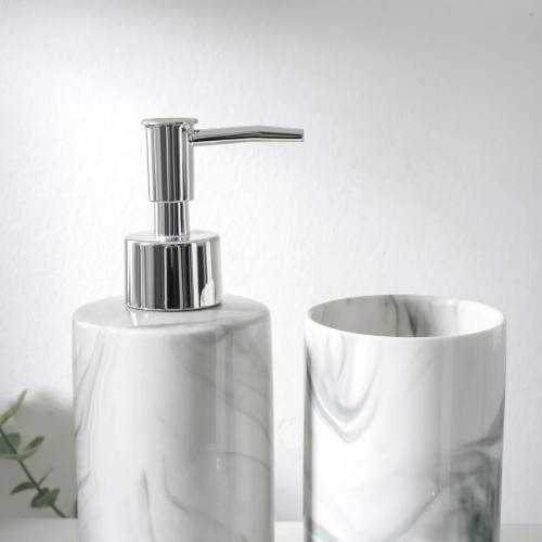 картинка Набор аксессуаров для ванной комнаты «Сила», 3 предмета (мыльница, дозатор для мыла 350 мл, стакан) серый 5224976 от магазина АСЯ