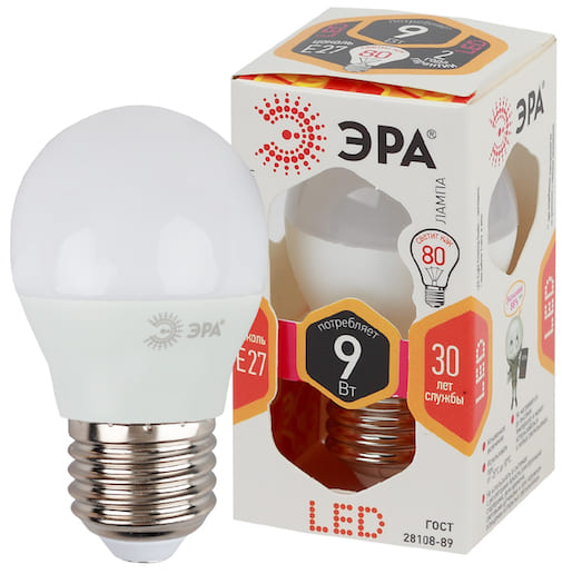 картинка Лампа светодиодная ЭРА LED smd P45-9w-827-E27 113513 от магазина АСЯ
