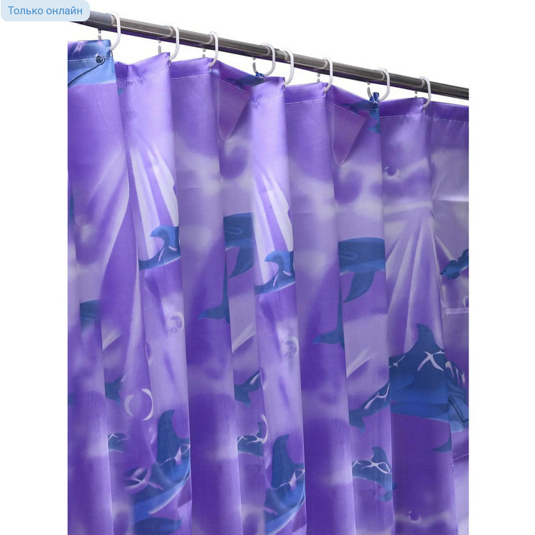 картинка Штора для ванной комнаты Аквалиния Дельфины, 170×180 см, полиэстер, арт. 020А от магазина АСЯ