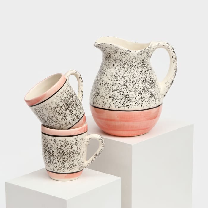 картинка Набор керамической посуды "Персия", 3 предмета: кувшин 1.5 л, кружка 350 мл, розовый, 9285192 от магазина АСЯ